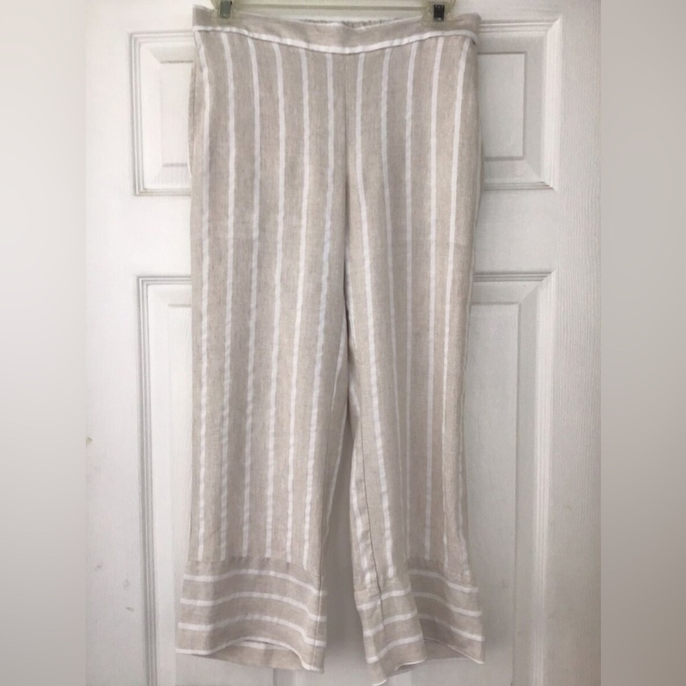 Loft Linen Soft Brown and white pants